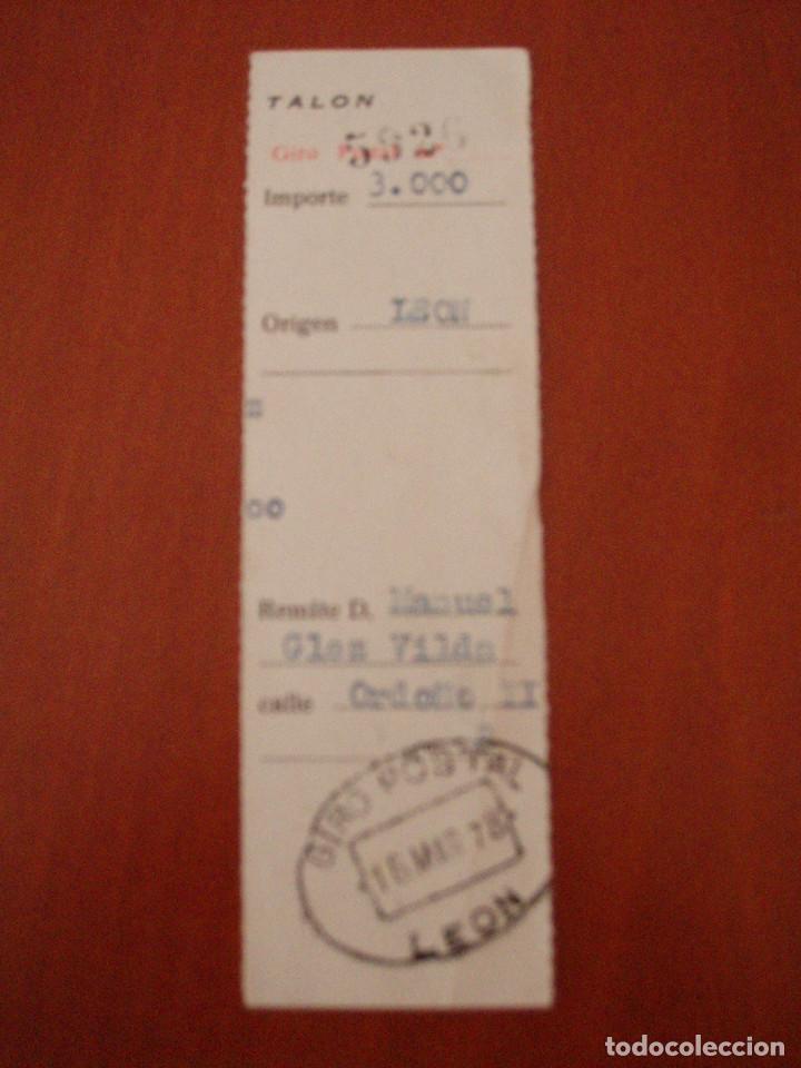 Sellos: RESGUARDO,TALON  GIRO POSTAL.A&Ntilde;O 1978.LEON. - Foto 1