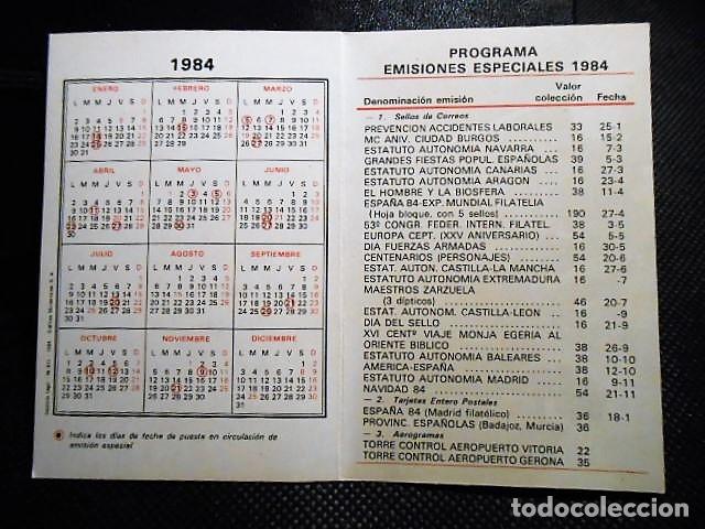 Sellos: PROGRAMA EMISIONES ESPECIALES 1984. CON CALENDARIO. TABACALERA. - Foto 2