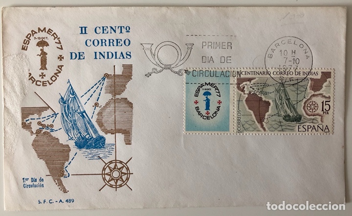 Sellos: Sobre 1r d&iacute;a circulaci&oacute;n 1977 - Foto 1