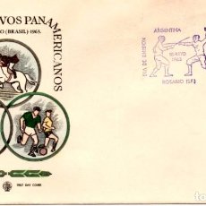 Sellos: SOBRE PRIMER DÍA ARGENTINA 1963 IV JUEGOS DEPORTIVOS PANAMERICANOS FIRST DAY COVER FILATELIA SELLO