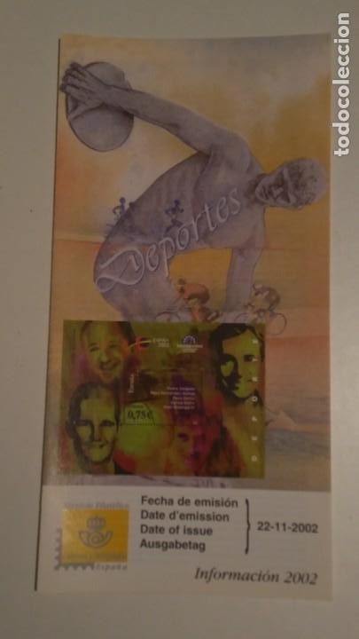 Sellos: HOJA DE EMISI&Oacute;N 2002 - DEPORTES -EDIFIL 3948. - Foto 1