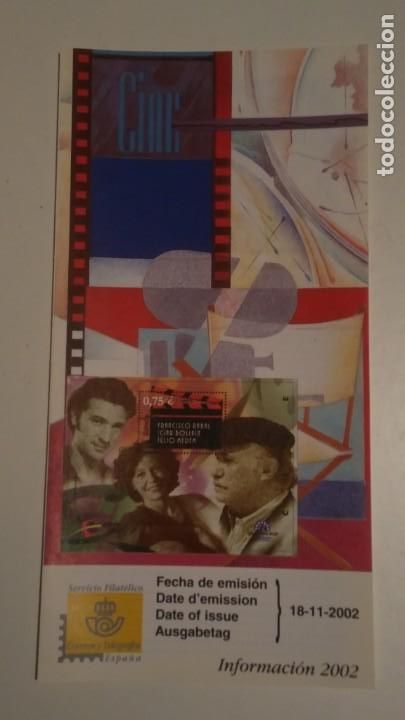 Sellos: HOJA DE EMISI&Oacute;N 2002 - CINE - EDIFIL 3944. - Foto 1