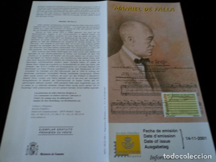 Sellos: INFORMACION FILATELICA DE CORREOS MANUEL DE FALLA 2001 - Foto 1