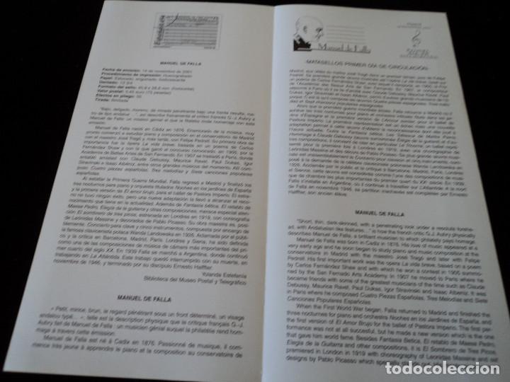 Sellos: INFORMACION FILATELICA DE CORREOS MANUEL DE FALLA 2001 - Foto 2