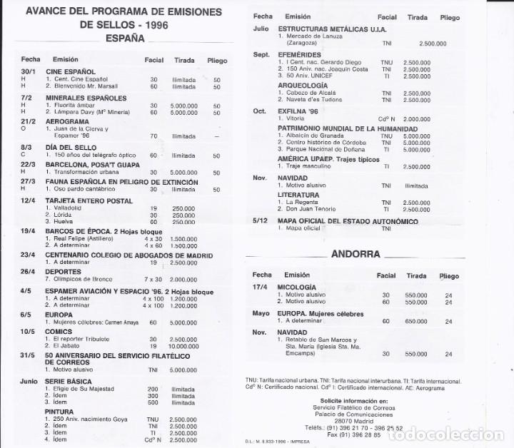 Sellos: Espa&ntilde;a PROGRAMA EMISIONES DE SELLOS 1996 - Foto 4