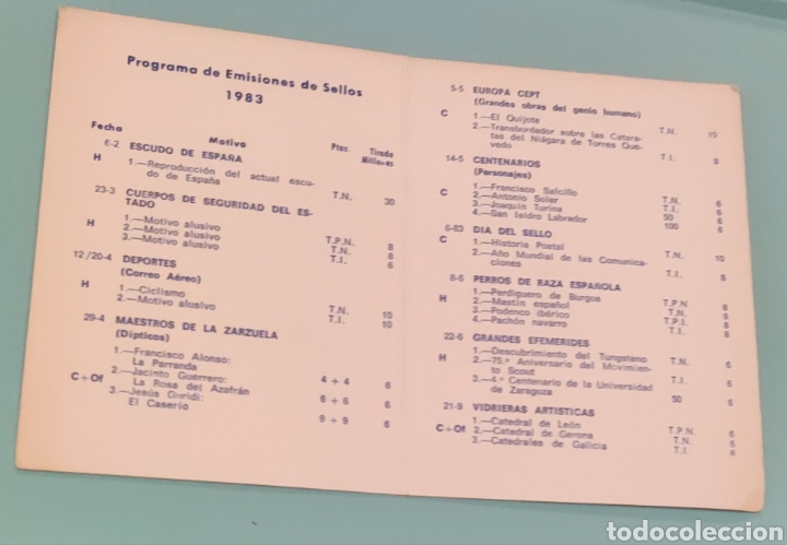 Sellos: Programa de emisiones de sellos. Material filat&eacute;lico PHILO. 1983. - Foto 2