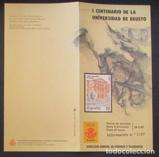 Sellos: 2 Hojas Informativas Emisiones Sellos Espa&ntilde;a 1987 - Foto 1
