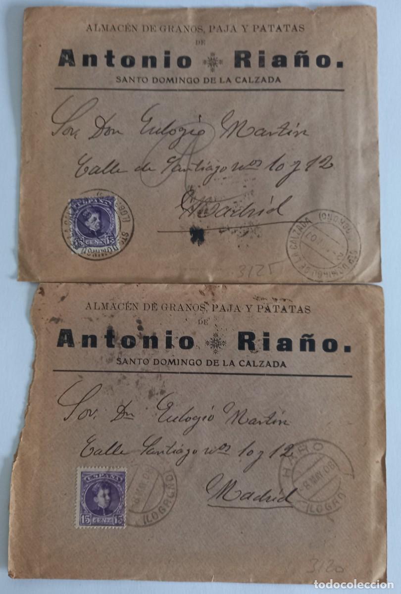 Sellos: 2 SOBRES COMERCIALES CIRCULADOS 1907/08 - Foto 1