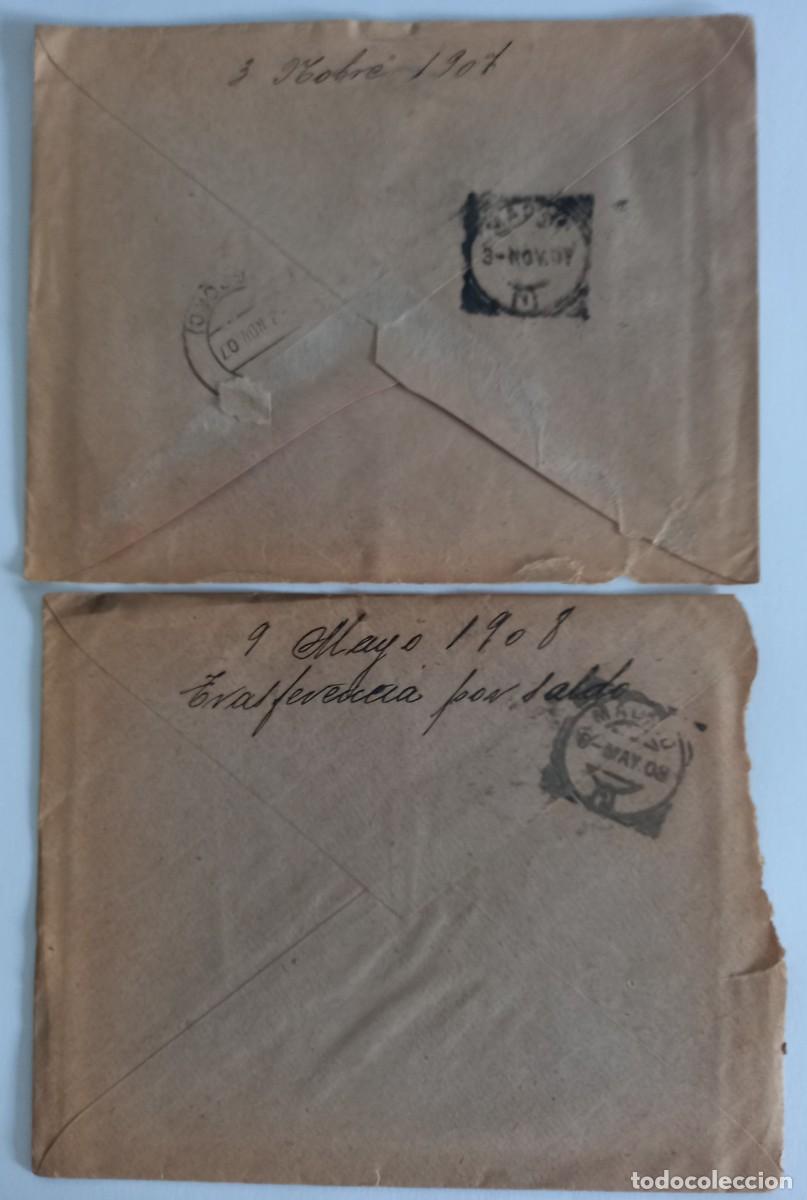 Sellos: 2 SOBRES COMERCIALES CIRCULADOS 1907/08 - Foto 2