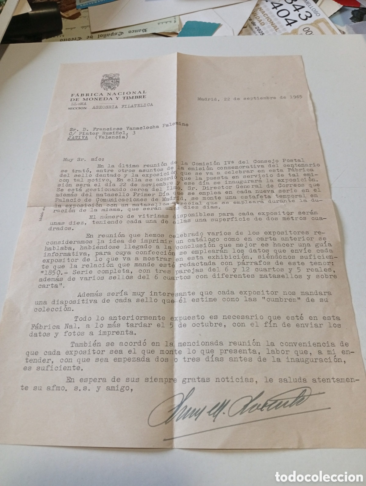 Sellos: Carta Fabrica Nacional de Moneda y Timbre, Madrid 1965
