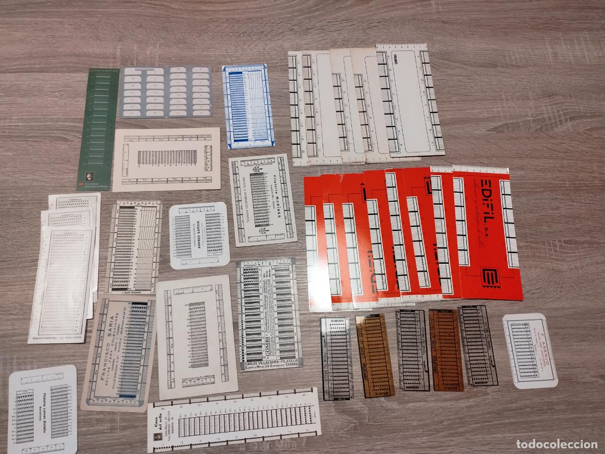 Timbres: BONITA COLECCI&Oacute;N DE ODONTOMETROS DE PAPEL Y PLASTICO. MUCHOS CON PUBLICIDAD. VER FOTOS Y DESCRIPCION