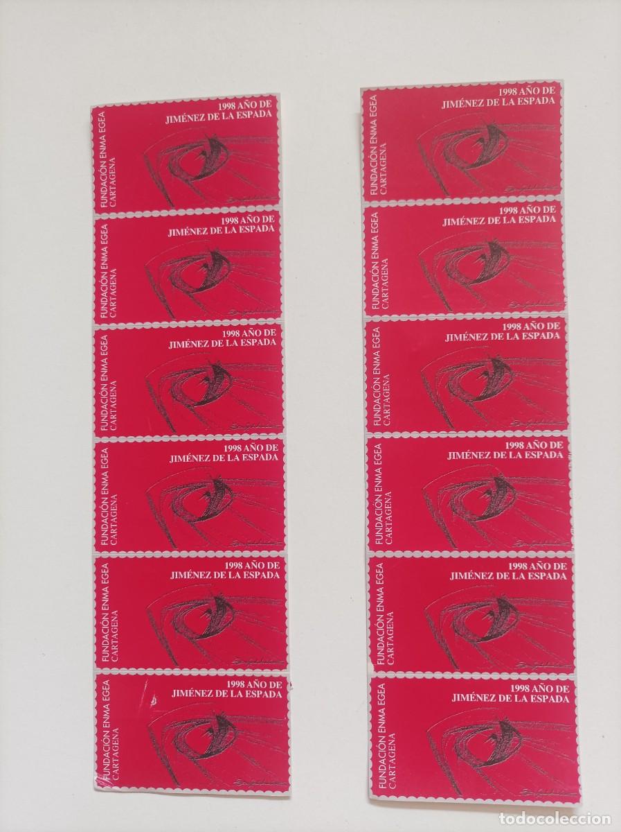 Sellos: 12 Vi&ntilde;etas conmemorativas. Fundaci&oacute;n Enma Egea - Cartagena. 1998 a&ntilde;o de Jim&eacute;nez de la Espada