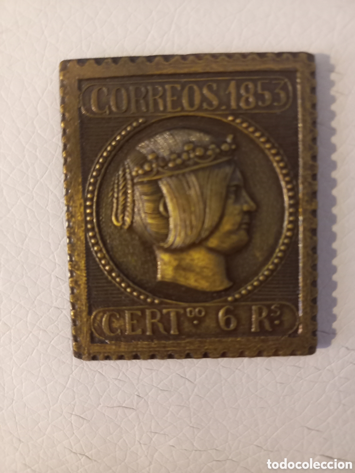 Timbres: Sello de bronce de Correos. Isabel II