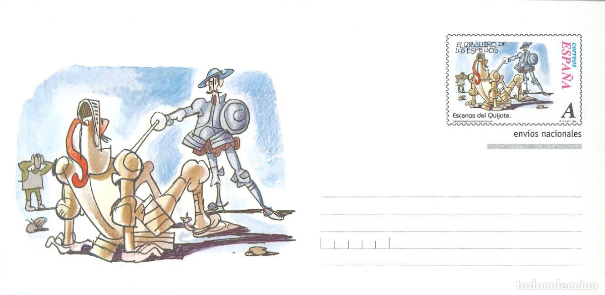 Sellos: SOBRE PREFANQUEADO - ESCENAS DEL QUIJOTE - TARIFA A - 4 - EL CABALLERO DE LOS ESPEJOS (SIN USAR)