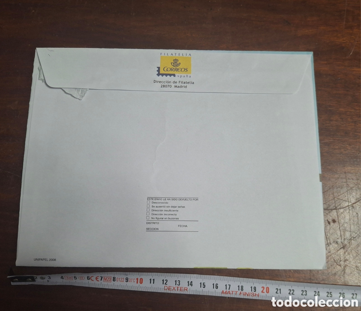Sellos: SOBRE (USADO) DEL SERVICIO FILAT&Eacute;LICO - Foto 2
