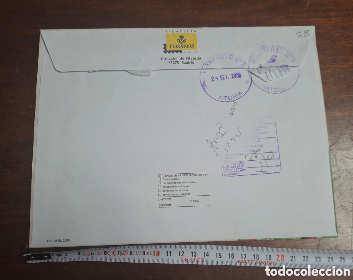 Sellos: SOBRE (USADO) DEL SERVICIO FILAT&Eacute;LICO - Foto 2