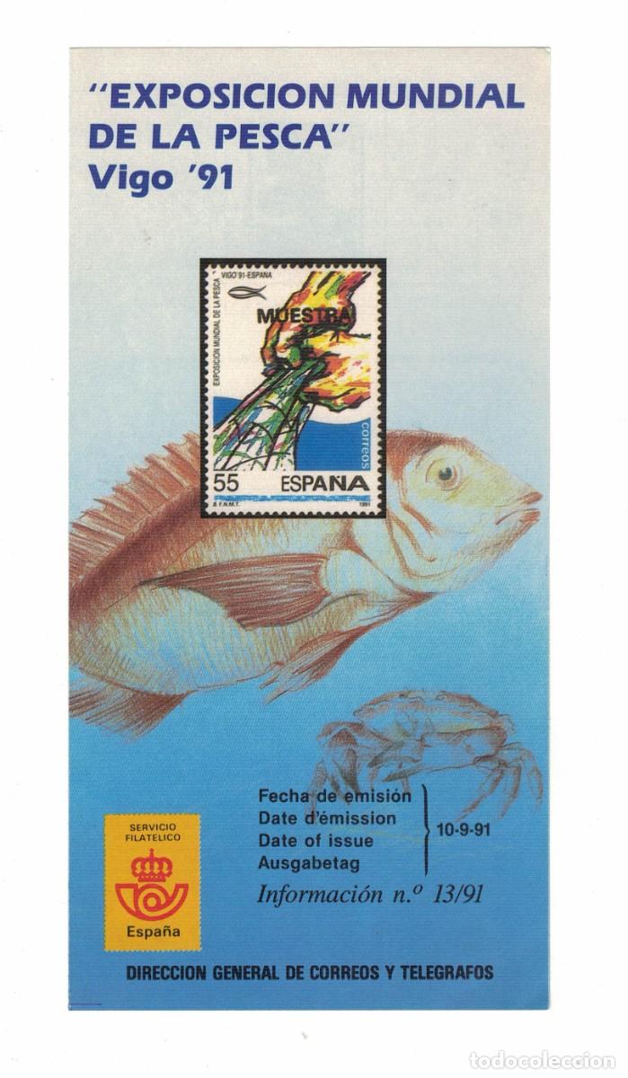 Sellos: D&iacute;ptico filat&eacute;lico Correos Espa&ntilde;a &ndash; Exposici&oacute;n Mundial de la Pesca Vigo 1991 &ndash;
