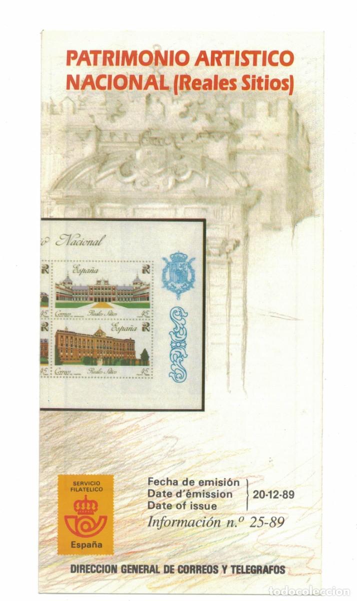 Sellos: D&iacute;ptico informativo sellos Patrimonio Art&iacute;stico Nacional Reales Sitios 1989 Correos Espa&ntilde;a