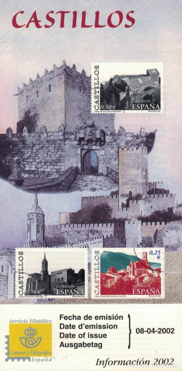 Briefmarken: Castillos Espa&ntilde;a Correos D&iacute;ptico informativo Informaci&oacute;n Fecha de emisi&oacute;n 8-4-2002