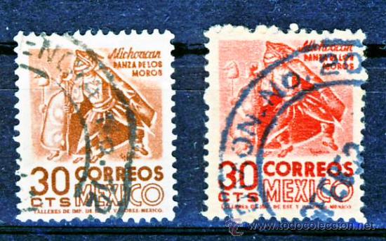 Sellos: MEXICO.- MICHOACAN: DANZA DE LOS MOROS..- - Foto 1