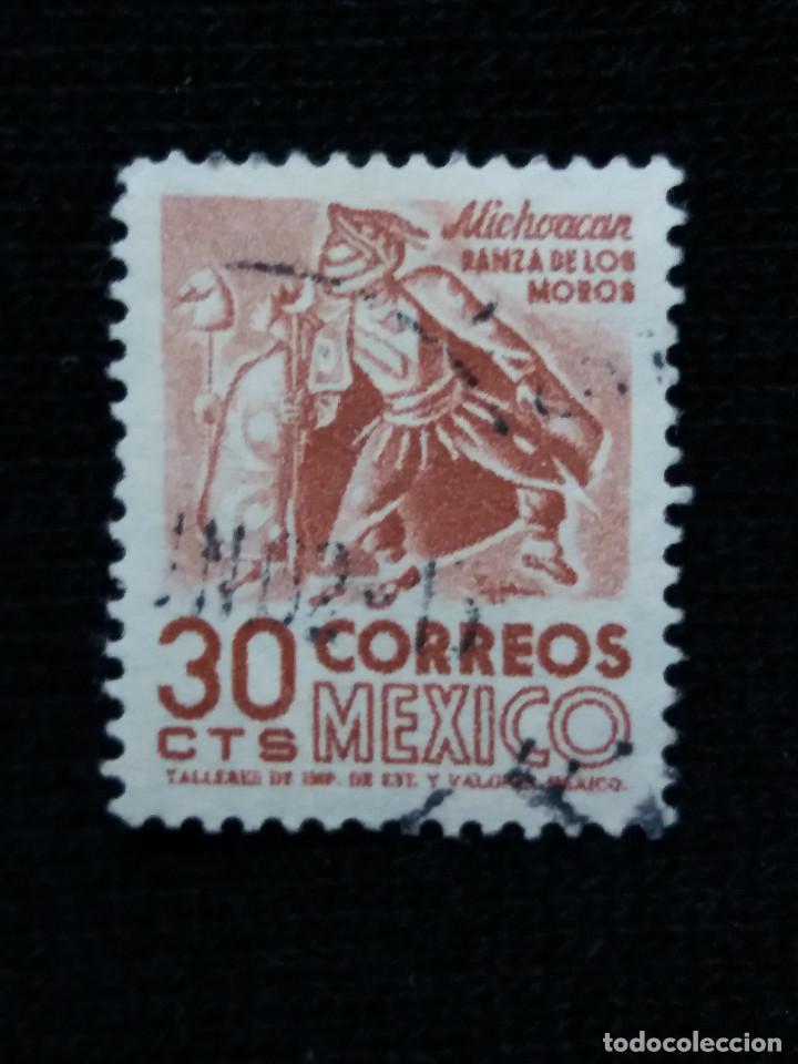 Sellos: CORREO MEXICO, 30 CTS, DANZA DE LOS MOROS, A&Ntilde;O1950. - Foto 1
