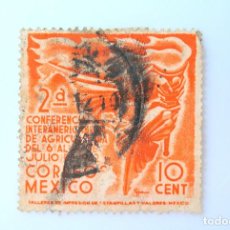 Sellos: SELLO POSTAL MÉXICO 1942 , 10 CTS , 2DA CONFERENCIA INTERAMERICANA DE AGRICULTURA , USADO. Lote 232144165