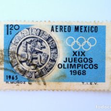 Sellos: SELLO POSTAL ANTIGUO MÉXICO 1965 1.20 PESOS XIX JUEGOS OLIMPICOS 1968 - CORREO AEREO