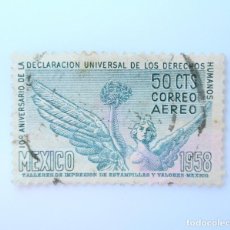 Sellos: SELLO POSTAL ANTIGUO MÉXICO 1958 50 C ANGEL INDEPENDENCIA - 10º ANIV DERECHOS HUMANOS - CORREO AEREO