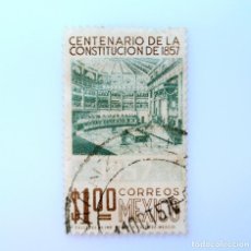 Sellos: SELLO POSTAL MÉXICO 1957 , 1 $, ASAMBLEA NACIONAL, CENTENARIO DE LA CONSTITUCION DE 1857, USADO. Lote 232378730