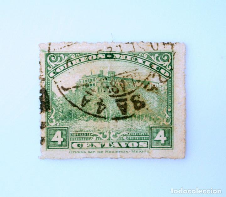 Sellos: Sello postal M&Eacute;XICO 1924 , 4 centavos, Castillo de Chapultepec - Foto 2