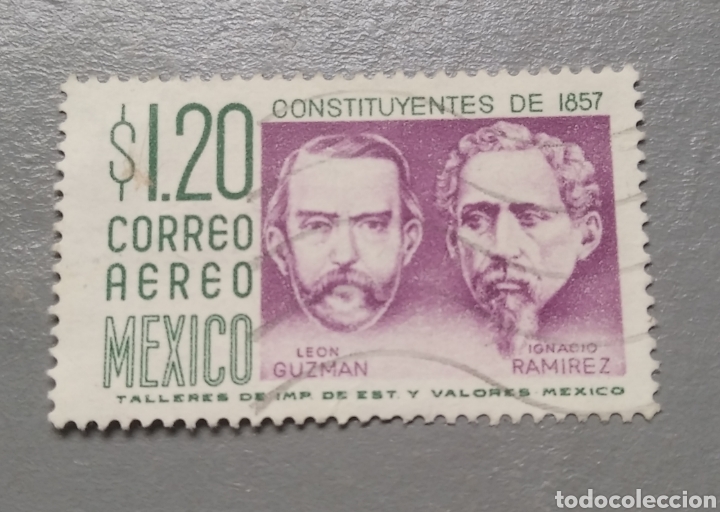 Sellos: Sello M&eacute;xico a&ntilde;o 1956 Le&oacute;n guzman e Ignacio Ram&iacute;rez - Foto 1
