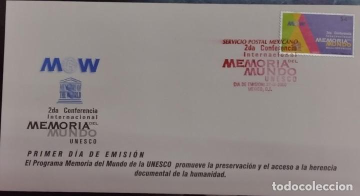 Sellos: P) 2000 MEXICO, FDC, SECOND UNESCO CONFERENCE MEMORY WORLD STAMP, ACCESS HUMANITY, FX - Foto 1