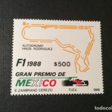 Francobolli: MEXICO Nº YVERT 1238** AÑO 1988. DEPORTE.AUTOMOVILISMO. GRAN PREMIO DE MEXICO DE F-1.CON CHARNELA