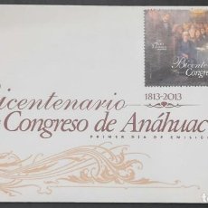 Sellos: P) 2013 MEXICO, BICENTENNIAL FIRST CONGRESS ANÁHUAC, ART, PAINTING, FDC, XF. Lote 314490843