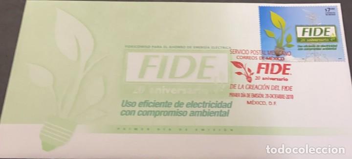 Sellos: P) 2010 MEXICO, 20TH ANNIVERSARY FIDE, EFFICIENT USE ELECTRICITY WITH ENVIRONMENTAL COMMITMENT, FDC, - Foto 1