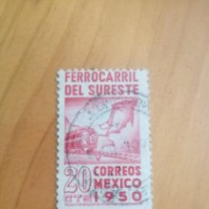 Sellos: MEXICO - 1950 - FERROCARRIL DEL SURESTE - YV 642 - VALOR FACIAL 20 CTS. Lote 342868038