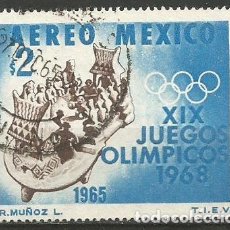 Sellos: MÉXICO - 2 CENTIMOS 1965 - CORREO AÉREO - XIX JUEGO OLIMPICOS 1968 - USADO. Lote 356664525