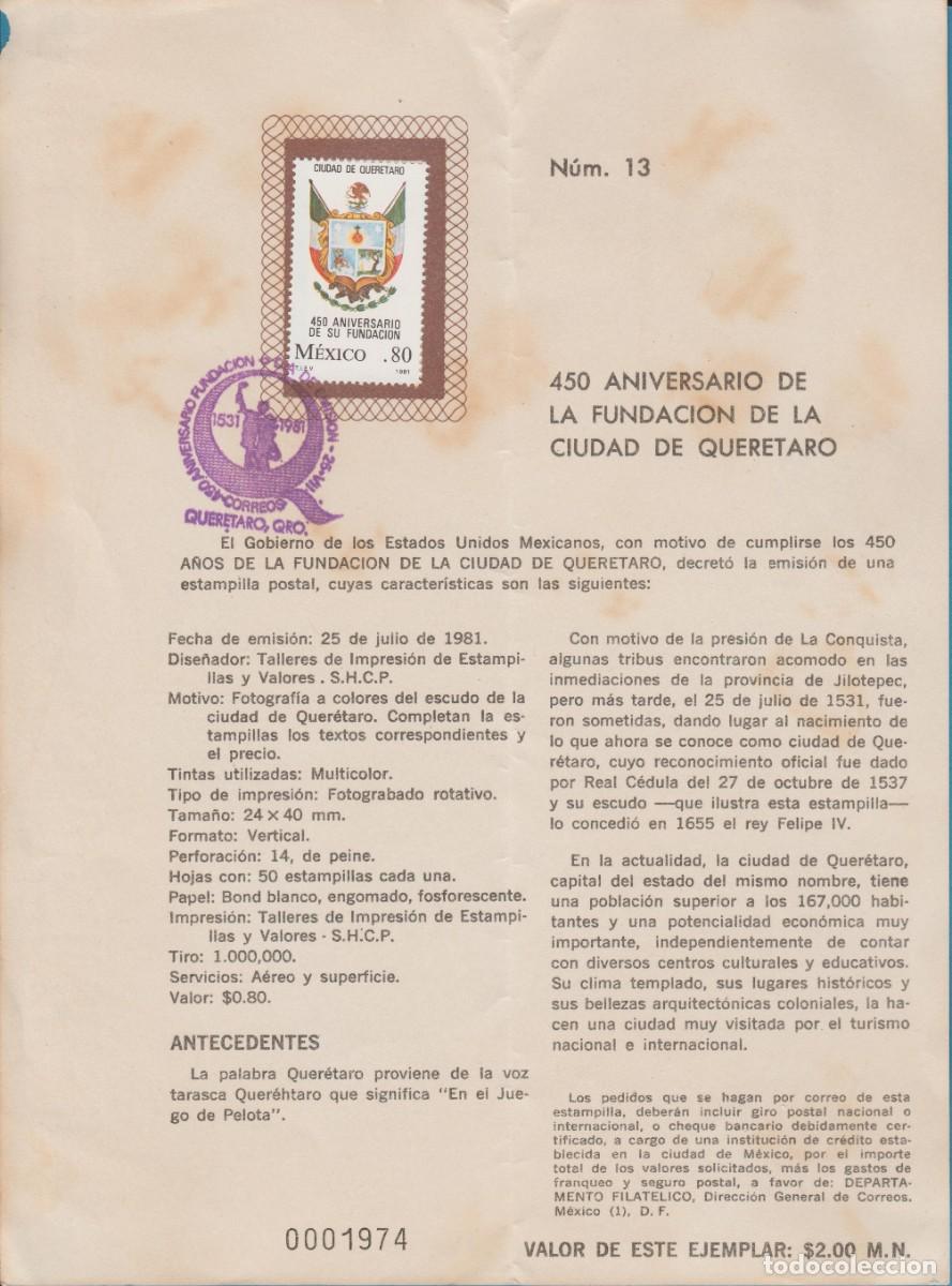 Sellos: DOCUMENTO FILAT&Eacute;LICO, M&Eacute;XICO, 1981. - Foto 1