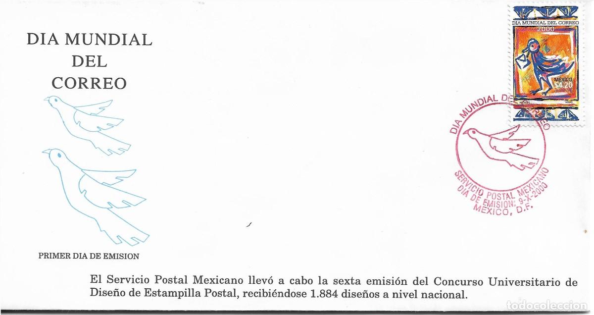 Sellos: J) 2000 MEXICO, WORLD POST DAY, FDC - Foto 1