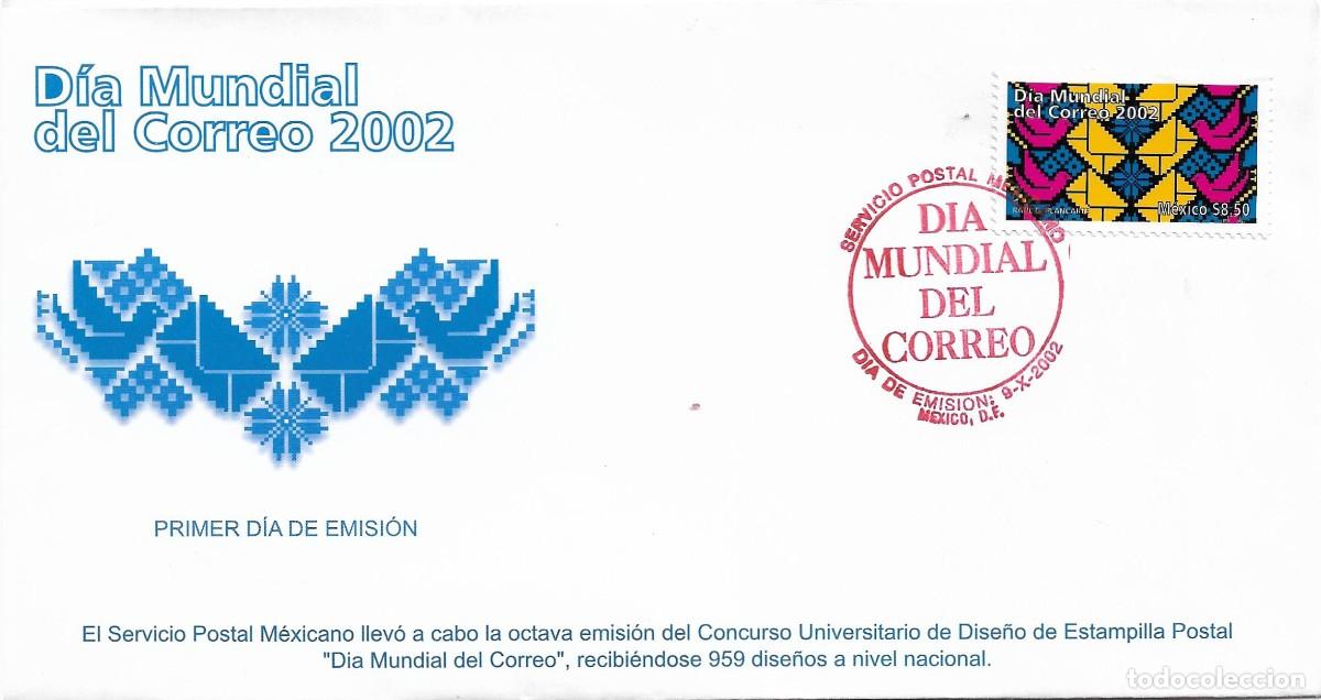 Sellos: J) 2002 MEXICO, WORLD POST DAY, FDC - Foto 1