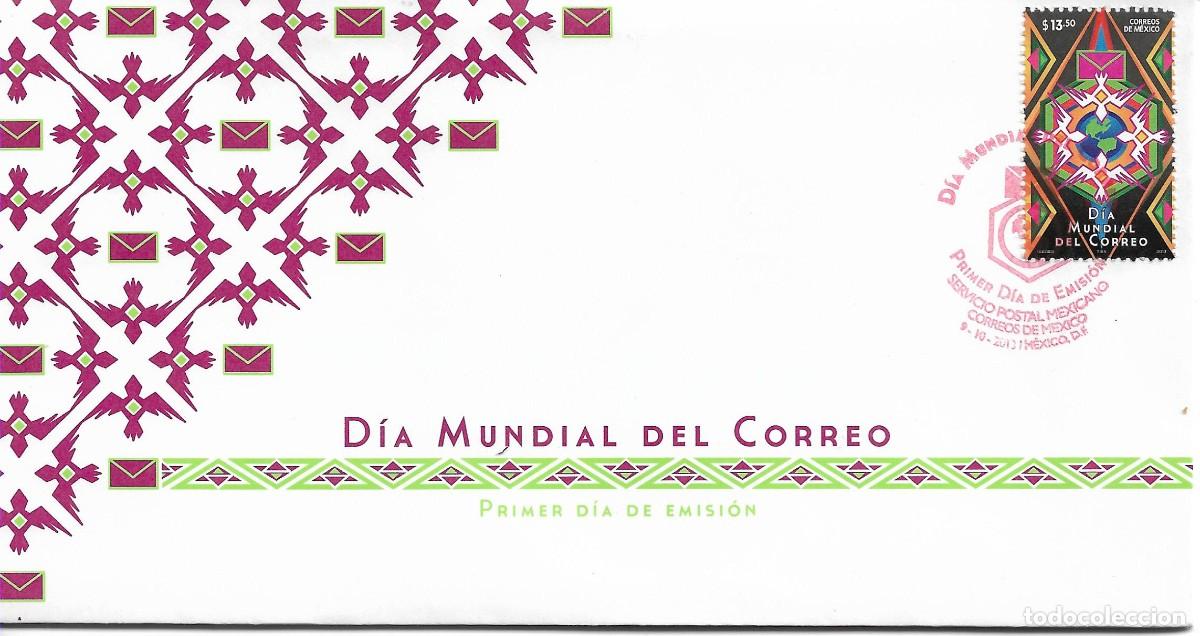 Sellos: J) 2013 MEXICO, WORLD POST DAY, FDC - Foto 1