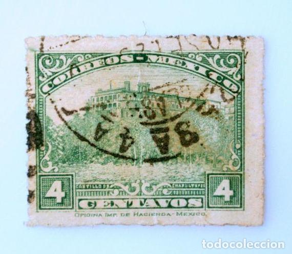 Sellos: Sello postal M&Eacute;XICO 1924 , 4 centavos, Castillo de Chapultepec - Foto 1
