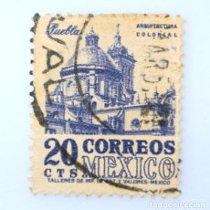 Sellos: SELLO POSTAL ANTIGUO MÉXICO 1950 20 C CIUDAD DE PUEBLA ARQUITECTURA COLONIAL