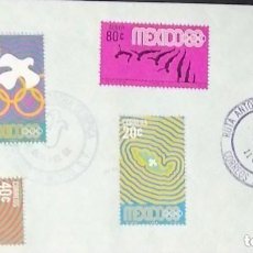 Sellos: O) 1968 MEXICO,OLYMPIC, PEACE DOVE, PENTATHLON, GYMNASTICS, WRESTLING, 19TH OLYMPIC GAMES MEXICO, TE