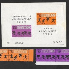 Sellos: EL)1968 MEXICO, GAMES OF THE XIX OLYMPIAD MEXICO CITY, CYCLING 80C SCT 984, FENCING 2P SCT985, MINT