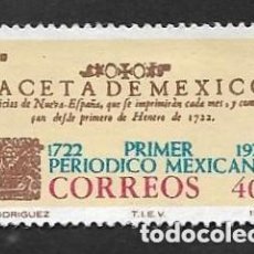 Sellos: SD)1972 MEXICO 250° ANNIVERSARY OF THE FIRST MEXICAN NEWSPAPER, GACETA DE MEXICO 40C SCT 1039, MINT
