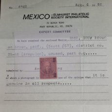 Sellos: O) 1868 MEXICO, ACAPULCO DISTRIC NUMBER, 25 - 68, HIDALGO SCT 57 100 BROWN, UNUSED ORIGINAL GUM, EL