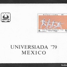 Sellos: SE)1979 MEXICO, SPORT SERIES, MEXICO UNIVERSITY HEADQUARTERS '79, FENCING 5P SCT1189, IMPERFORATED S