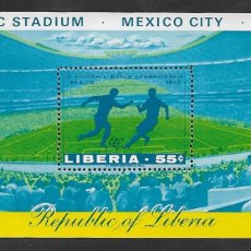 Sellos: SE)1970 LIBERIA SPORTS SERIES, 9TH WORLD FOOTBALL CHAMPIONSHIP MEXICO '70, AZTECA STADIUM, SOUVENIR