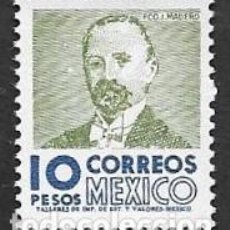 Sellos: SE)1950-52 MEXICO FRANCISCO I. MADERO 10P SCT 1101 FOSFORECENTE, MNH
